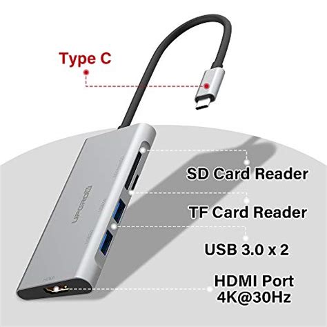 UPGROW USB C To HDMI Hub Type C 5 In 1 Adapter With 2 USB 3 0 Ports