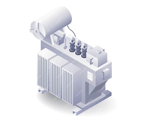 Ilustração 3D isométrica da distribuição elétrica de transformadores grandes | Vetor Premium