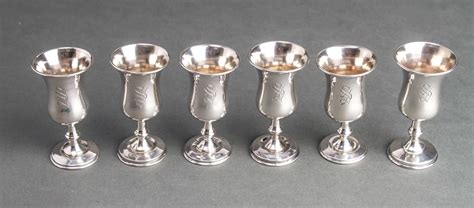 Sterling Silver Footed Cordial Cups 6