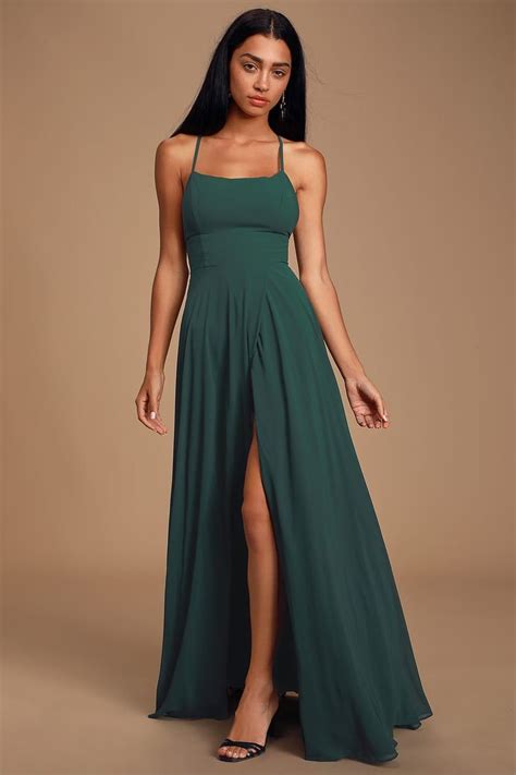 Dreamy Romance Forest Green Backless Maxi Dress In Forest Green