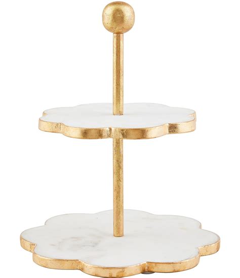 Mud Pie Everyday Entertaining Gold Edge Scallop Tiered Server Dillards