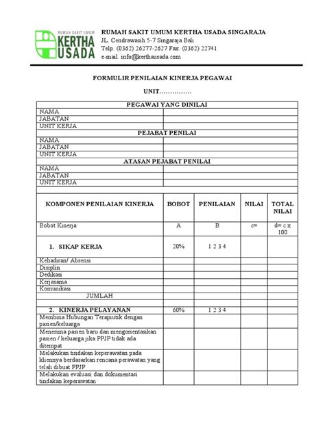 Formulir Penilaian Kinerja Pegawai Pdf