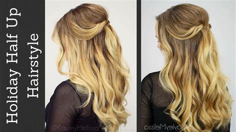 Holiday Half Updo With Tousled Waves Youtube