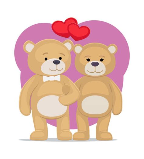 Cartoon Of Two Teddy Bears Hugging Each Other Illustrations Royalty