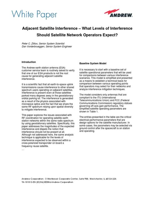 adjacent satellite interference  levels  interference