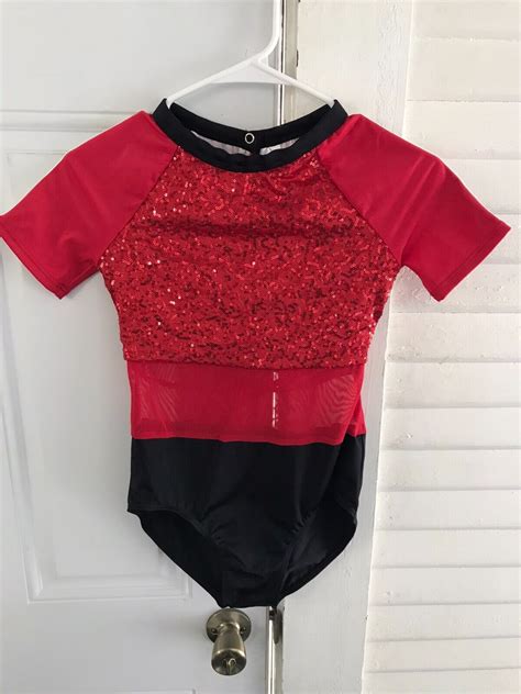 Weissman Red And Black Sequined Dance Leotard Girls S Gem