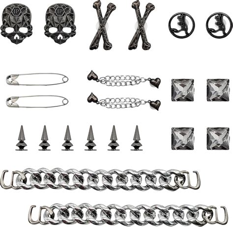 Nzndb Goth Charms Shoe Chains Shoe Charms Cool Punk Metal Rivet Cone Spike Charms