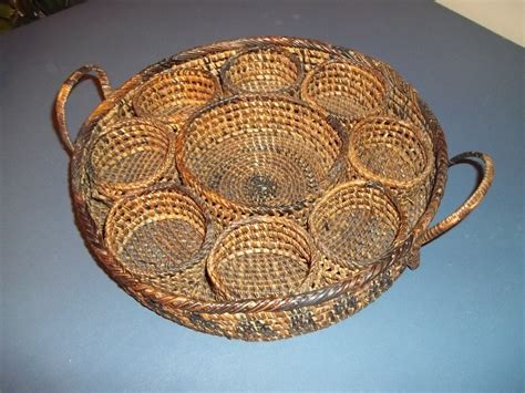 Woven Round Serving Tray With Handles Woven Tray by SLazyB1952