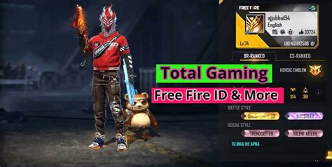 Total Gaming S Free Fire Id Lifetime Stats K D Ratio And Channel