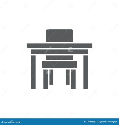 School Desk And A Chair Vector Icon Symbol Isolated On White Background