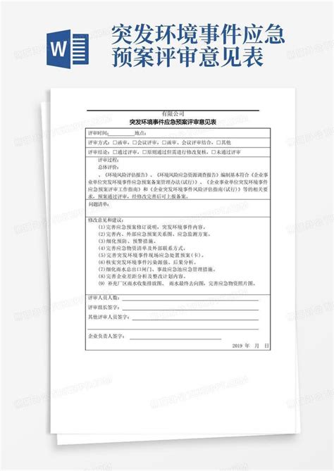 突发环境事件应急预案评审意见表word模板下载编号loazeynx熊猫办公