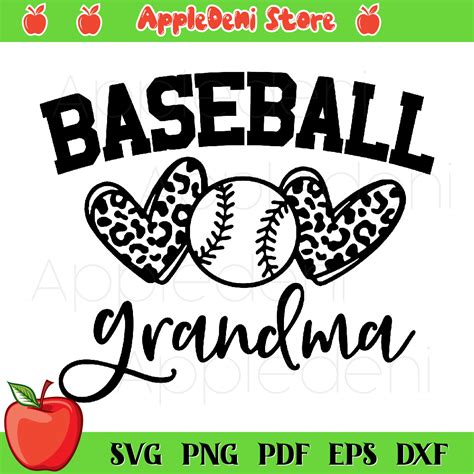 Baseball Grandma Svg Sport Svg Leopard Heart Svg Inspire Uplift