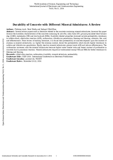 (PDF) Durability Of Concrete With Different Mineral Admixtures: A ...