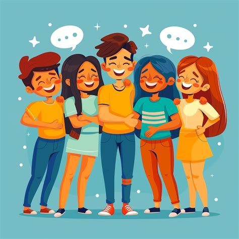 Premium PSD | Group of friends Flat illustration for Friendship Day