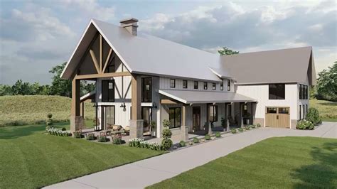 Bed Barndominium House Plan Dj With Large Bonus Room Over