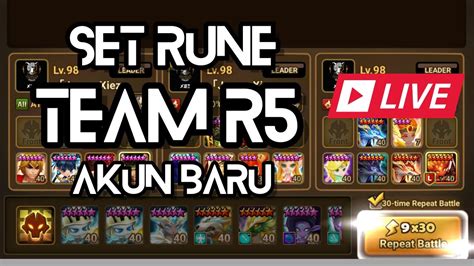 Live Setting Rune Team R5 Akun Baru Summoners War Indonesia Youtube