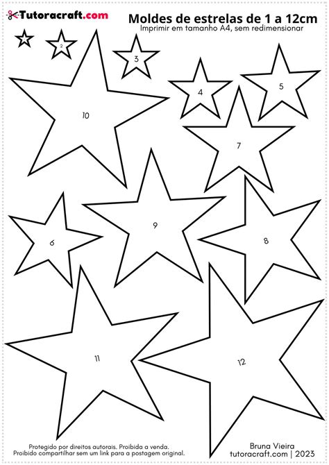 Molde Estrelas Varios Tamanhos - Moldes de Estrelas para imprimir em Tamanhos Diversos