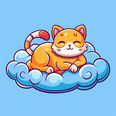 El Lindo Gato Durmiendo En La Nube Imagen Vectorial De Dibujos Animados