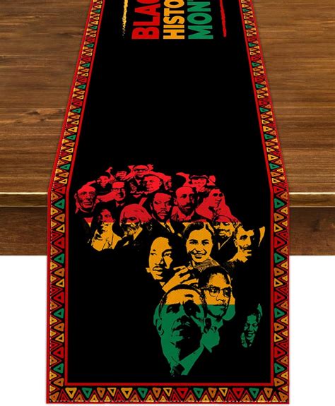 Black History Month Table Runner Afro African American Heritage