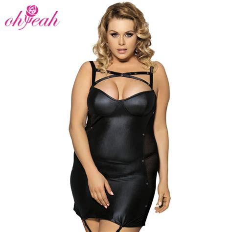 Hot Selling Women Black High Quality Leather Plus Size Sexy Lingerie