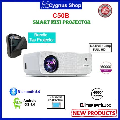 Jual CHEERLUX C50 Smart Mini Projector Android WiFi 1080P Resolution