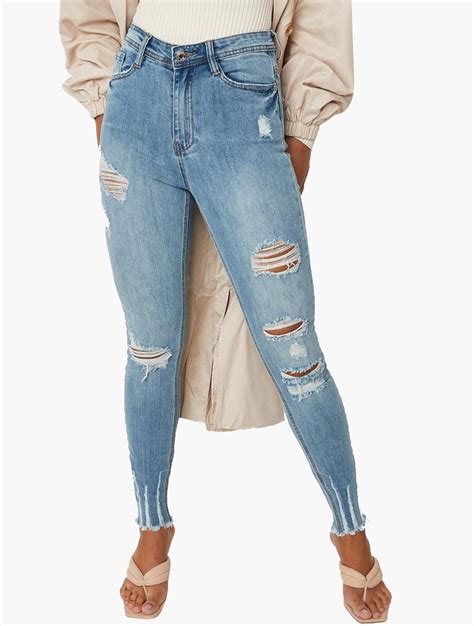 Myrunway Shop Missguided Blue Sinner High Waisted Authentic Ripped