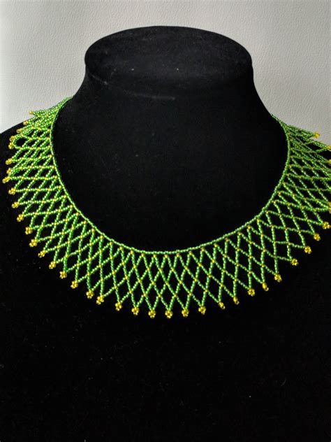 Netted Necklace And Earrings Collar Style Necklace Necklace Beaded Necklace