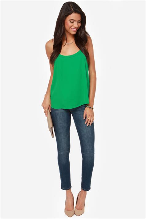 Cute Green Top Tank Top Green Cami 3500 Lulus