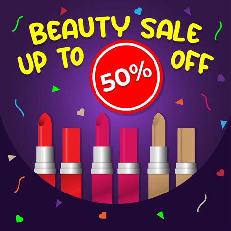 Beauty Make Up Banner Template Lip Cosmetic Products With Decorative