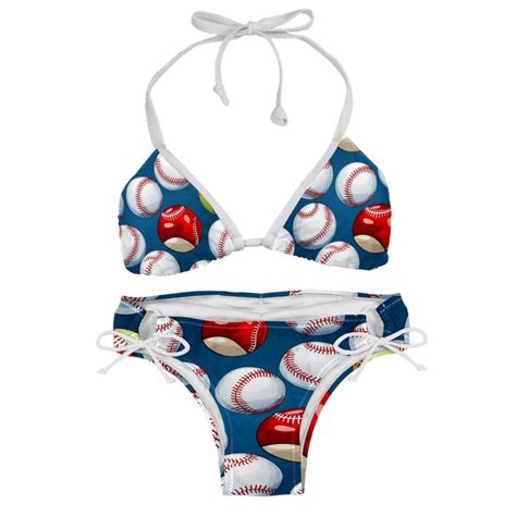 Baseball Detachable Sponge Adjustable Strap Bikini Set Two Pack Ideal For Beach And Pool