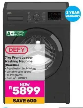 DEFY 7 Kg Front Loader Washing Machine DAW384 Offer At Game