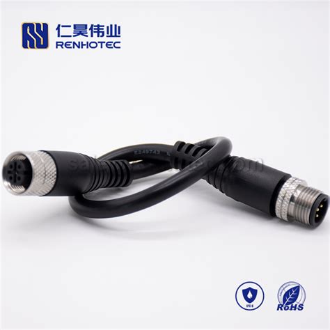 M12 Overmolded Power Cable A Code 5pin Male To Female Straight Solder