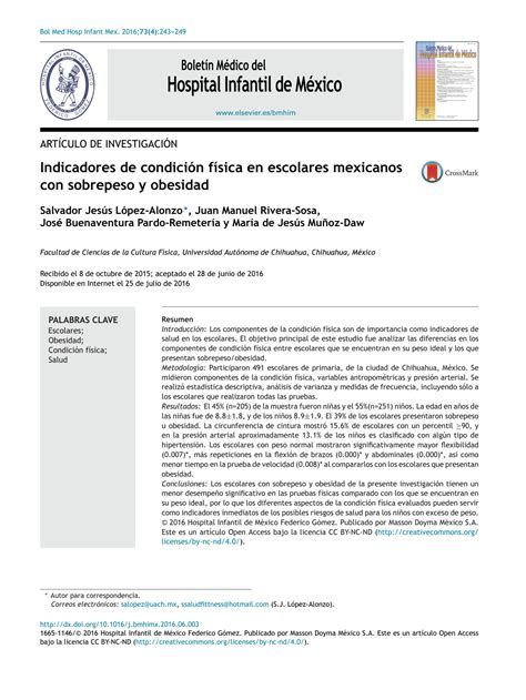 SOLUTION Indicadores De Condici N F Sica En Escolares Mexicanos Con