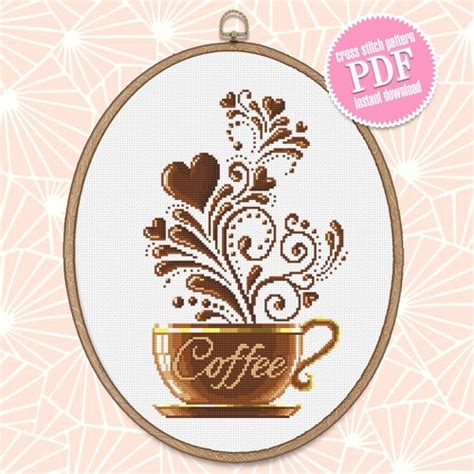 Coffee Time Cross Stitch Pattern Instant Download Free Etsy