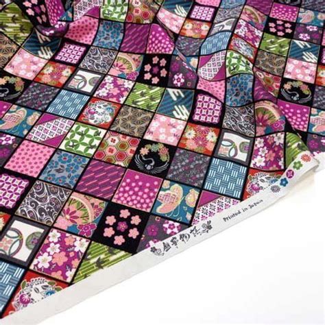 Lisiere Tissu Japonais Patchwork Carreau Fleuri Mitsukatta