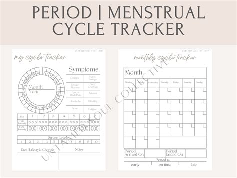 Period Tracker Printable Period Calendar Menstrual Cycle Etsy