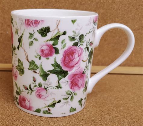 Ivy Rose Pink Mugs Set Of Balmoral Roses Chintz Fine Bone Etsy