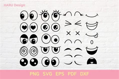 Cartoon Eyes And Mouth Graphic By Harudesign · Creative Fabrica