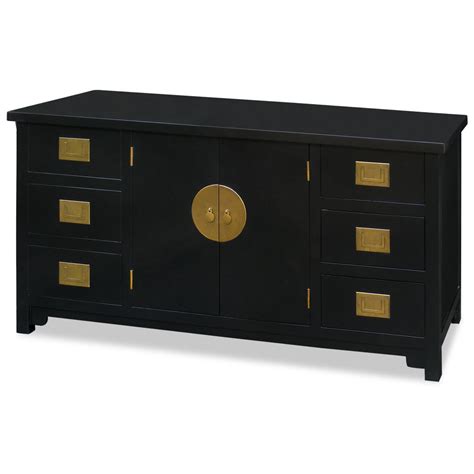 Large Matte Black Elmwood Ming Cabinet