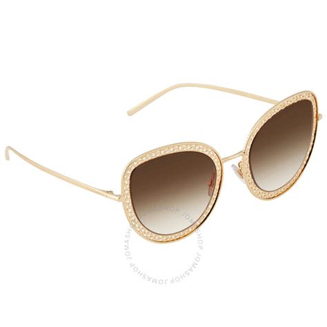 Dolce And Gabbana Ladies Gold Tone Cat Eye Sunglasses Dg2226021354