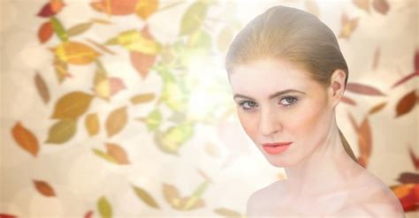 Autumn Leaves With Red Haired Nude Woman By Wavebreakmedia Vectors