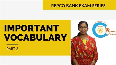 Important Vocabulary Part Repco Bank Exam Series Youtube