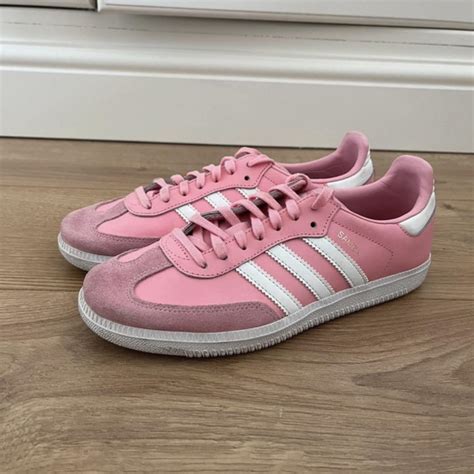 Pink Adidas Samba -Adidas sambas -good condition... - Depop