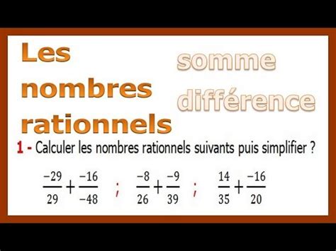 Maths Me Les Nombres Rationnels Somme Et Diff Rence Exercice