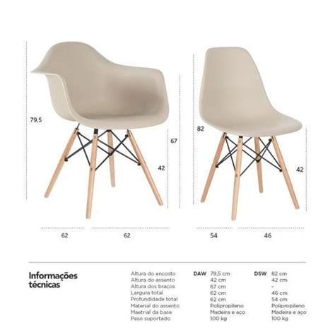Kit 2 Cadeiras Eames Daw Braços 2 Cadeiras Eiffel Dsw Nude MadeiraMadeira