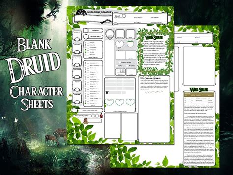 DRUID Dnd 5e Printable Character Sheet Etsy