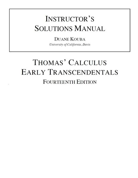 Thomas Calculus Early Transcendentals 14th W Solutions 9780134439020