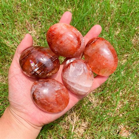 Natural Fire Quartz Palm Stone Red Fire Quartz Red Hematoid Etsy