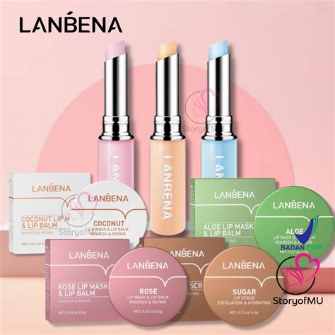 Jual LANBENA Rose Lip Mask Balm Aloe Vera Coconut Rose Sugar