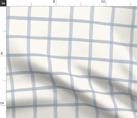 Window Pane Plaid Soft Blue On Cream Fabric Spoonflower